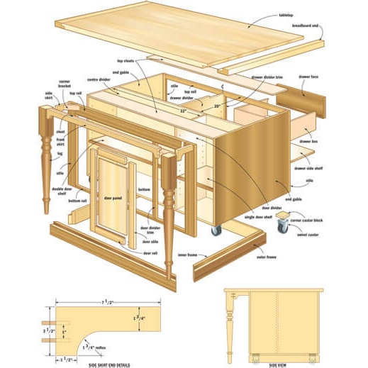 Detalhe técnico de um plano de marcenaria